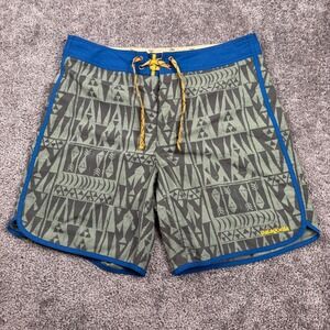 Patagonia Board Shorts Mens 32 Geometric Print Drawstring Waist Swim Trunks